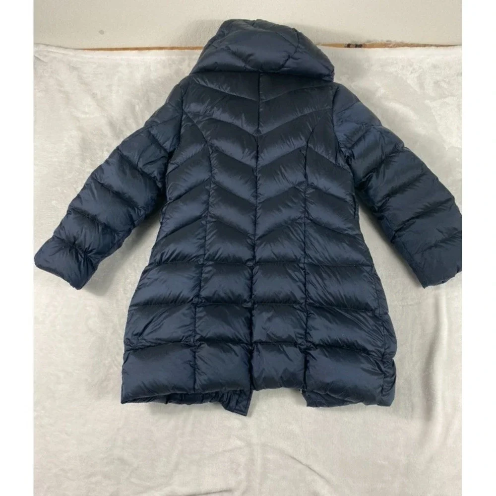 BRUMS Italy Puffer Jacket Girl Sz 7 Blue Hooded White Duck Down Waterproof